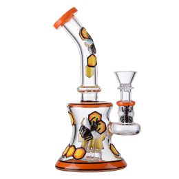 7 Inch Bee Unique Hookahs Percolators Beaker Glass Bong 14mm Female joint Water Pipes Heady Glass Mini Oil Dab Rigs