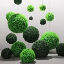 Other Event Party Supplies Artificial Plant Ball Round Boxwood Hanging Indoor Outdoor Home Wedding el Front Porch Potted Decoration 230406