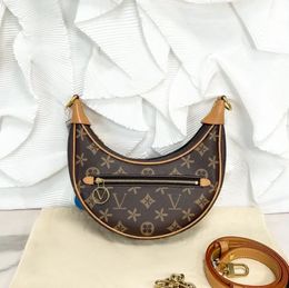 Classic old flower Embossed totes Designer LOOP Bag M81098 Women men Luxury half moon hobo bag Genuine leather clutch handbag crossbody Shoulder Bags purses