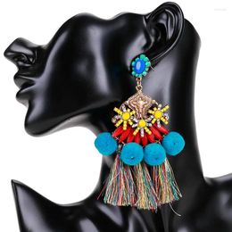 Dangle Earrings Bohemian For Women Tassel Ethnic Pompom 2023 Trendy Statement Drop Jewellery Gifts