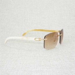 Luxury and fashionable high-quality sunglasses Retro Wood Oversize Men Natural Black White Buffalo Horn Rimless Eyewear Frame For Outdoor Summer Oculos Gafas