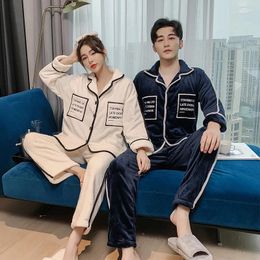 Women's Sleepwear Winter Couples Pyjamas Coral Velvet Thickened Flannel Large Size Home Wear Men's Pyjama Sets Spring And Autumn Models