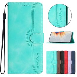 Leather Wallet Cases for iPhone 14 pro max 13 12 11 XR XS MAX 6G 7G 8G Smile Business Skin Feel Hand Feeling Card Slot Flip Cover Holder Phone Strap