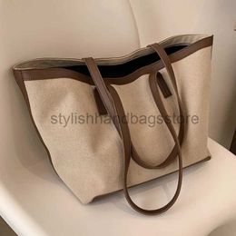 Shoulder BagsNew Fasion Canvas Tote Bag Large Capacity Simple Foreign Soulder Bag Spring Summer Women's Bagstylishhandbagsstore