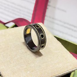 Black Ceramic Rings Gold Letter Rings Luxury Couple Ring Fashion Men Women Personalised Jewellery Gifts