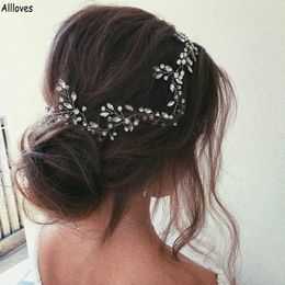 Strass argento Copricapo da sposa lungo Fascia per capelli per matrimonio Bling Accessori per capelli da donna per la festa nuziale Copricapo Gioielli da regalo Donna CL2141