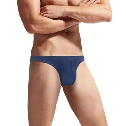 Underpants Men'S Briefs Underwear Translucent Ice Silk Low Waist Thin Belt Bikini Pants Sexy Panties Calzoncillos