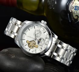 Designer expensive high quality mechanical watches moon phase watches men's steel belt business day watch factory agent