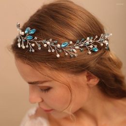 Headpieces Romantic Blue Rhinestone Long Hair Vine Cute Women Hairpieces Bridal Headdress For Accessories Tiaras Wedding Headbands