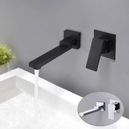 Bathroom Sink Faucets Wall Mounted Basin Faucet Rotatable Bathtub Spout Water Mixer Tap Tapware Matte Black Chrome 230406