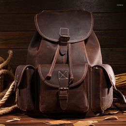 Backpack Luggage Real Genuine Leather Backpacks Bags For Women Big Capacity Exquisite Crafts Crazy Horse Girl Vintage Top Grade Bag