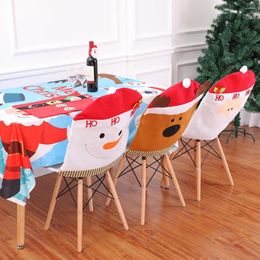 Chair Covers 3PC Christmas Spandex Elastic Stretch Decoration Dining Seat Cushion Anti-dirty Washable Home