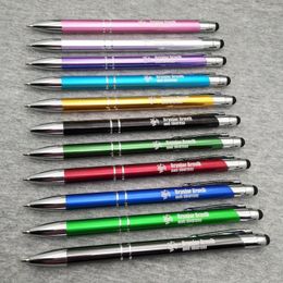 Design Metal Ball Pen With Rubber Touch Stylus On Top Free Logo Customized Company Logo/address/phone For Gifts