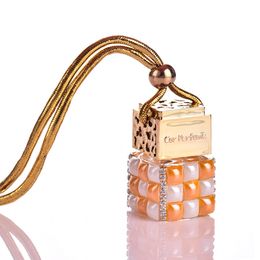 Innovative Diamond Crystal Car Perfume Bottles Perfume Pendant with Hang Rope Gold Silver Cap For Car Decorations Air Freshener