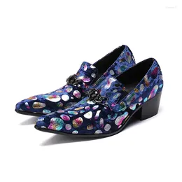 Dress Shoes Men Slip-on Colour Pattern Loafers Italian Designer Formal Pointed Toe Party Falt Business Work Oxfords