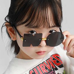 Sunglasses Fashion Round Sunglasses Children Letter NO Shaped Rimless Gradient Sun Glasses Baby Sunshades Cutting Lens Girls Boy Eyeglasses P230406