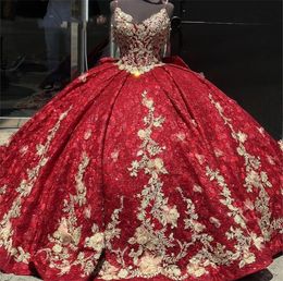 Mexico Red Sweetheart Ball Gown Quinceanera Dresses For Girls Beaded Appliques Birthday Party Gowns Sweet 15 16 Robe De Bal