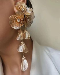 Dangle Earrings Lifefontier Exaggeration Multilayer Flower Big Drop For Women Design Crystal Floral Wedding Earring Jewellery Gifts