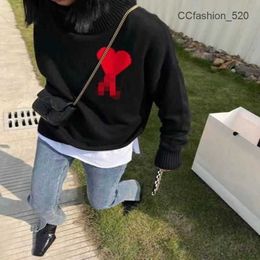 Ami Hoodie Male and Female Designers Hooded Highs Quality Men Sweater Embroidered Red Love Spring Round Neck Jumper Couple Sweatshirts Mens Cardigan LS96