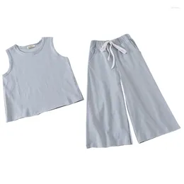 Clothing Sets Brand Girl Casual Suit 2023 Children Cotton Soft Parent Child Sleeveless Shirt And Loose Pants Kids Set Baby #2808