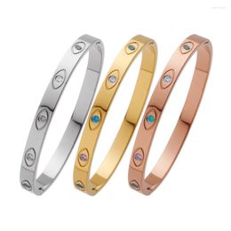 Bangle European And American Vintage Titanium Steel Bracelets For Woman Zircon Devil's Eye Stainless Bangles