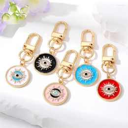 Keychains 20pcs/lot Evil Eye Round Pendant Bag Keychain For Women Men Key Ring Jewelry Accessories Gift Wholesale