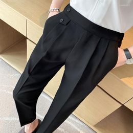 Men's Suits 2023 Top Quality Naples Drape Suit Pants Men Dress Simple High Waist Business Formal Wear Straight Office Trousers Casual 29-36