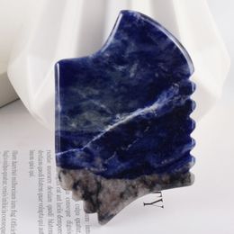 Large Gua Sha Massage Tool Face Neck Massager Blue Sodalite Natural Jade Scraping Massage Tool Beauty SPA Skin Gouache Scraper