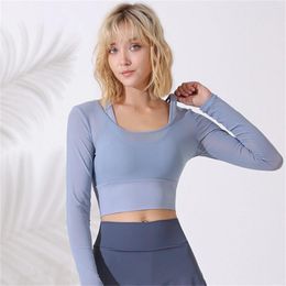 Active Shirts Long Sleeve Fitness Shirt Top Women Slim Running Sports T-Shirt Quick Dry Breathable Clothing