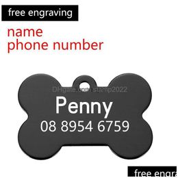 Dog Tag Id Card Colorf Anti-Lost Id Tags Customised Collar Name Plate Personalised Pet For Dogs Engraved Puppy Tag Supplies Drop Del Dhicn