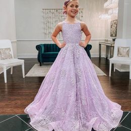 Girl Dresses Lilac Lace Flower Girls For Wedding Appliqued Toddler Pageant Gowns Long A Line First Communion Dress