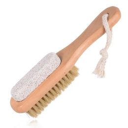 Bath Mane Bristles Clean Feet Brush Wooden Pumice Stone Feets Pedicure Callus Removal Foot Care Brushes Remover Dead Skin Cleaning