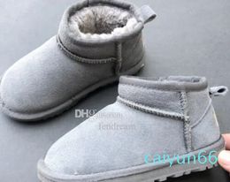 Newly arrived snow boots Kids Boy girl children Mini Sheepskin Plush fur short nkle Soft comfortable keep warm boots with card dustbag 10color sizeEU21-3