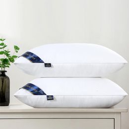 Pillow 100% Cotton Pillow Bedding Pillow Medium High Pillow Core Frosted Thick Machine Washable Quilt Cover White 230406