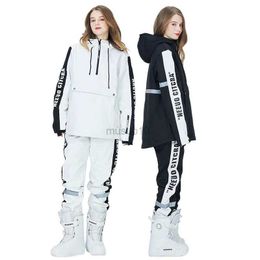 Other Sporting Goods Couples Ski Suit Women's Ski Jackets and Pants Set Two Pieces Loose Print Letters Waterproof Snow Suits Men Winter Snowsuit New HKD231106