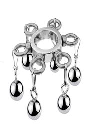 Penis Lock Cockrings Metal Scrotum Pendant Ball Stretcher Stainless Steel Weight Cock Ring BDSM Bondage Gear Restraint Sex Toy for5197486