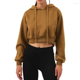 Women's Hoodies Chic Women Sweatshirts Casual Long Sleeve Cropped Hooded Shirt Streetwear Jogger Running Pullovers Sudadera