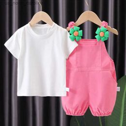 Clothing Sets New Summer Baby Clothes Suit Children Girls Cute Short Sleeved T-Shirt Overalls 2Pcs/Sets Toddler Casual Costume Kids Tracksuits