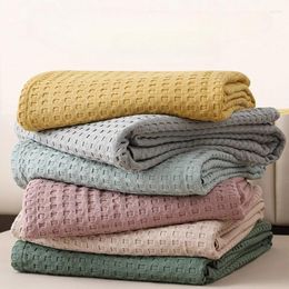 Blankets Pure Cotton Blanket Solid Grid Design 100 150cm Oversized Size Simplicity Air Condition Quilt Car Towel Nap Bedding