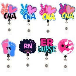10 Pcs/Lot Fashion Key Rings Office Supply Medical Series PEACE LOVE CNA Nursing Student ER RN Badge Reel For Healthcare Worker Accessories Badge Holder