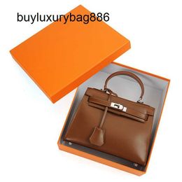 Women Totes Box Leather 2023 New Focus Bag Genuine Leather Plain Pattern Women's Handheld Straddle Casual Versatile Outsewn Cow