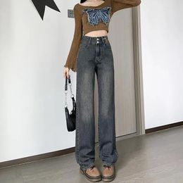 Women's Jeans Vintage Woman Korean Fashion Pants Baggy Women High Waist Streetwear Female Straight Leg Y2k Clothes