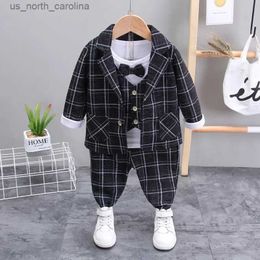 Clothing Sets Autumn Children Cotton formal Clothes Baby Boys Shirts wedding coat Pants 3Pcs/sets Out Kids Toddler Clothing party cloth R231106