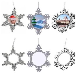 Party Favour Sublimation Christmas Tree Ornaments Metal Creative Blank Diy Ornament Snowflake Pendant