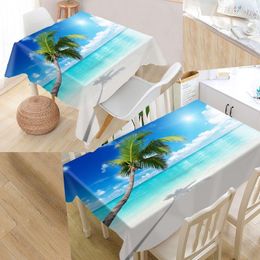 Table Cloth Beach Sea Ocean Palm Custom Oxford Print Rectangular Waterproof Oilproof Cover Square Wedding Tablecloth