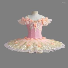 Stage Wear Girls Pink Professional Ballet Dress Kids Flowe Tutu Swan Lake Costumes Women Belly Dancewear Ballerina