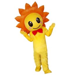 Halloween Yellow Sun flower Mascot Costume Adult Size Cartoon Anime theme character Carnival Men Women Dress Christmas Fancy Performance Party Dress