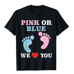 Mens TShirts Pink Or Blue We Love You Heart Baby Shower Gender Reveal TShirt Tops Tees Fashion Summer Cotton Young T Shirts 230406