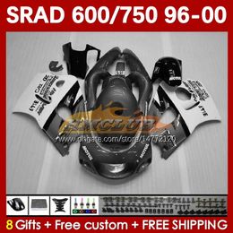 Motorcycle Fairings For SUZUKI SRAD GSXR 750 600 CC 600CC 96 97 98 99 00 168No.86 white grey GSX-R750 GSXR600 1996 1997 1998 1999 2000 GSXR750 GSXR-600 750CC 96-00 Body