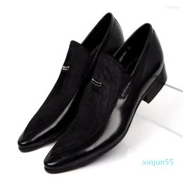 Dress Shoes European Style Leather Pure Comfortable Horse-fur For Men Point Toe Sets Business Formal Men's Wed